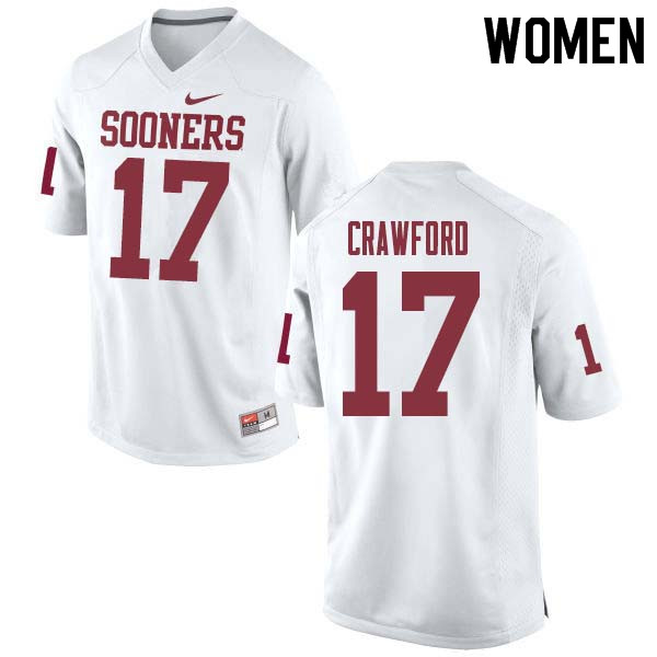 Women #17 Jaquayln Crawford Oklahoma Sooners College Football Jerseys Sale-White